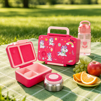 Boîte à lunch isotherme pour enfants, ensemble de boîtes bento à 3 compartiments pour l'école, les pique-niques en plein air, avec poignée
