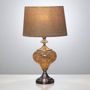 Diseño único 2025 hecho a mano diseño personalizado calidad mosaico arte vidrio marrón doble luz Simple eléctrico LED lámpara de mesa moderna - Product Image 5