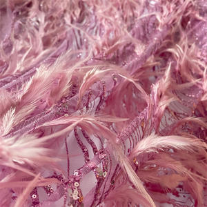 ชุดเดรสลูกไม้ขนนกกระจอกเทศ3D ผ้าทูลสี3D แวววาวแวววาว - Product Image 3