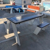 Banco de muebles solar inteligente de carga inalámbrica para exteriores Mesa de camping de acero para personas discapacitadas