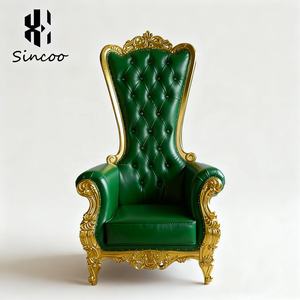 Silla de Trono de Madera Maciza de Alta Calidad, Dorada y Blanca, Estilo Europeo, Respaldo Alto, para Hotel o Sala de Espera - Product Image 1