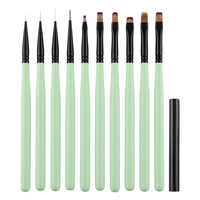 Kit de stylos pour nail art avec manche en bois, pour base coat, peinture couleur, gel UV, estompage, dessin de lignes, pinceau carré, pinceau style français, pinceau pour débutants