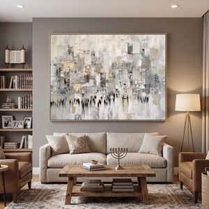 Pintura Abstracta Moderna Hecha a Mano de la Pared del Templo de Jerusalén, Arte Religioso Judío en Lienzo, Regalo para Sukkot y Hanukkah - Product Image 2