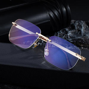 แว่นกันแดดไร้กรอบแบบกำหนดเองสำหรับผู้ชาย ขาแว่นโลหะ ป้องกันรังสียูวี 400 ระดับ 2 เลนส์พีซี สไตล์อินสตาแกรม - Product Image 5