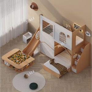 Muebles de Dormitorio para Niñas Estilo Princesa, Cama Alta de Madera Maciza con Tobogán y Piscina de Pelotas para Niños y Adultos - Product Image 4