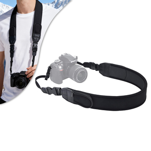 Venta directa de fábrica, cómoda <span class=keywords><strong>correa</strong></span> negra de neopreno para cámara con logotipo personalizado, poliéster, bandolera, hombro, cuello, bolsillo para <span class=keywords><strong>fotos</strong></span> - Product Image 1