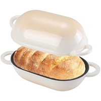 Cocotte ovale en fonte émaillée 5QT avec couvercle auto-égouttant à picots, pot à pain pour rôtir, braiser, mijoter