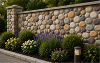 Panneaux muraux en pierre de parement à texture galet naturelle moderne pour façade de maison extérieure, jardin et mur d'accent intérieur