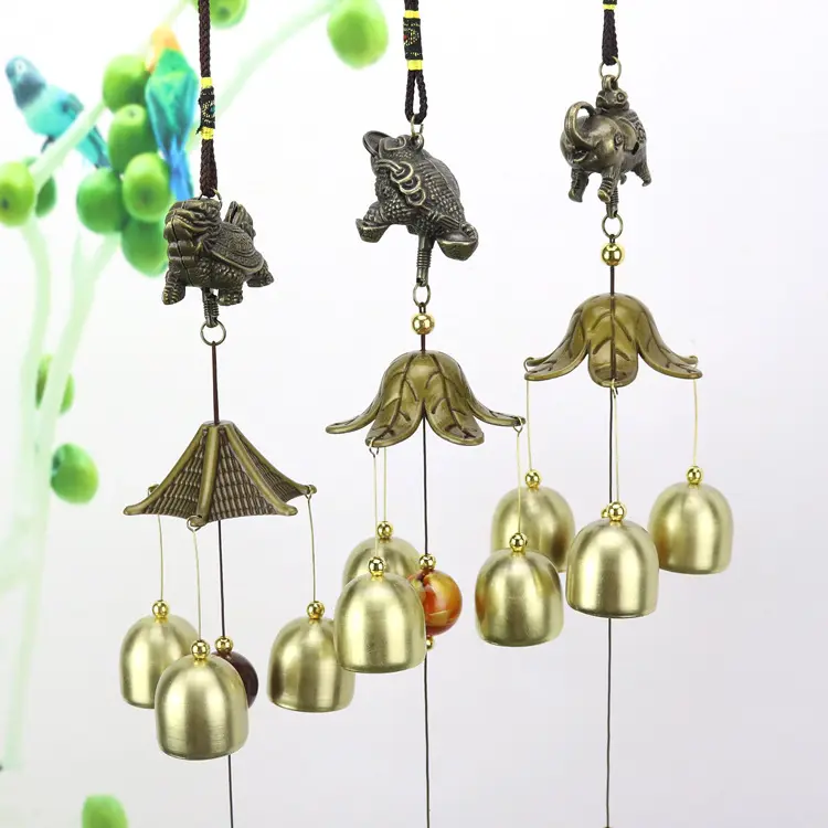 creative gold solid metal multitube wind chime Wholesale Cheap Home Decor Hangning Wind chimes Metal memorial Wind Chimes