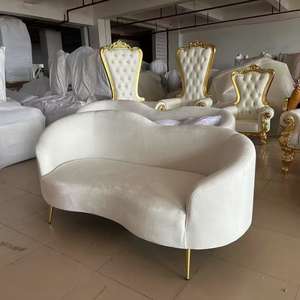 Elfenbeinweißes Samt-<span class=keywords><strong>Sofa</strong></span> „<span class=keywords><strong>Love</strong></span> Seat“ für Hochzeiten, Möbel für Braut und Bräutigam, Party, Event und Heimdekoration - Product Image 1