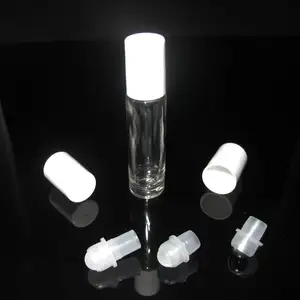 10ml de aceite esencial claro rollo de vidrio en botella con bola de rodillo de vidrio