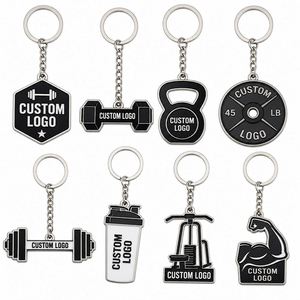 Porte-clés personnalisés en alliage de zinc pour équipement de fitness, plaques de poids, cadeau promotionnel de salle de sport, conception de logo imprimé UV, clé personnalisée - Product Image 1