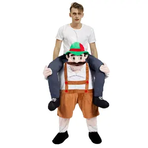 Lustige Leute tragen Maskottchen Guy Ride On Beer Guy Männer Lederhosen Oktoberfest Bayerisches Dress Up Kostüm ECO PARTY COSTUME