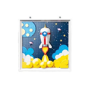 JAKI Arte Pixelado 3D JK5306 Cohete Espacial Decoración de Pared Enmarcada DIY Para Habitación Infantil - Product Image 1