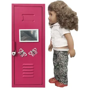 búp bê american locker Suppliers-18 "Đồ Nội Thất Khóa Búp Bê Mini Kids American Girls Trường Búp Bê Kim Loại Mini Locker