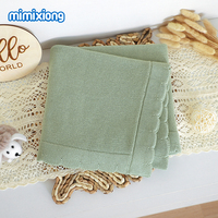 Couverture en coton pour bébé Mimixiong Oeko Tex, tricotée, à bords festonnés, douce et confortable, couleur unie, pour nouveau-né, couverture d'emmaillotage pour bébé