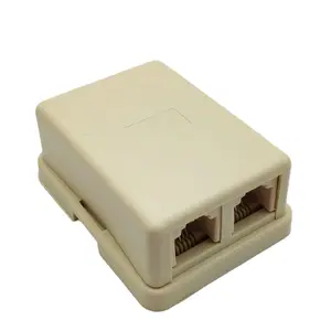 坎特尔2端口RJ11 6P4C电话连接盒RJ11 6P4C梯形插孔表面安装盒