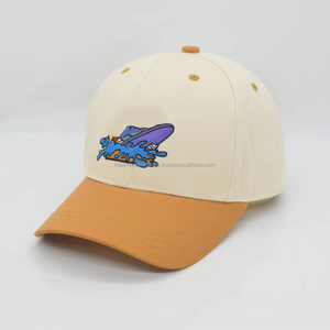 Casquette 5 panneaux personnalisée brodée, bicolore, style baseball, pour papa, avec logo et passepoil, casquettes et chapeaux snapback vierges - Product Image 2