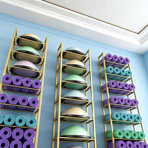 Vertical Freestanding Yoga Storage Cart, Multi-function Metal Rack for <strong>Rolled</strong> Yoga <strong>Mats</strong> and Bosu Half Ball OEM Private Label - Product Image 5