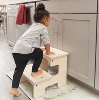 Tabouret à deux marches en bois Montessori pour enfants, pour aider au cuisine et aux toilettes, tabouret pour tout-petits de haute qualité