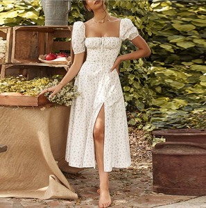Jupes longues rétro pour femmes, manches bouffantes, imprimé Floral, <span class=keywords><strong>mi</strong></span>-longue, style bohémien, nouvelle collection - Product Image 1