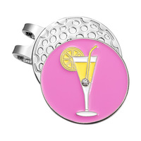 Marqueur de balle de golf en émail souple de forme personnalisée, fabriqué sur mesure par une usine OEM, avec clip pour chapeau, design rempli de couleur rose, pour femmes et jeunes filles golfeuses, idéal comme cadeau.