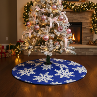 Jupe de sapin de Noël en velours jacquard flocons de neige élégante de 48 pouces, vente en gros d'usine, en rouge, bleu et gris