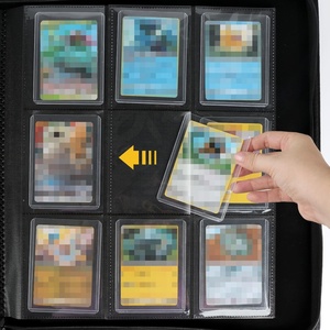 Durable Customized 9-Pocket Trading <b>Card</b> <b>Binder</b> with Zipper Black PU Leather Cover PP Inner Pages for <b>Card</b> Storage - Product Image 6