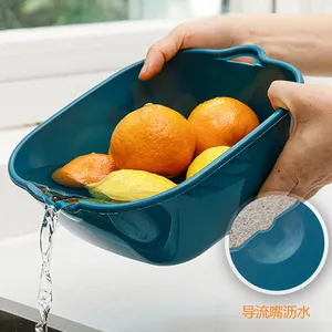 Juego de Seis Cestas de Drenaje de Doble Capa, Gran Capacidad, Material Seguro, para Lavar Vegetales, Almacenamiento de Cocina - Product Image 3