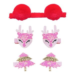 20817 YOKIKIDS Barrette à cheveux Noël style doux avec nœud et motif bois de cerf, pince BB avec sequins en cristal de 10 cm, accessoire de coiffure pour filles - Product Image 5