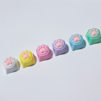 Capuchons de touches personnalisés pour clavier mécanique, motif patte de chat colorée, style anime kawaii, axe croisé, rose cyan