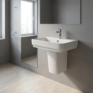 Juego de Lavabo de Cerámica de Lujo Vistaar con Pedestal, Estilo Europeo, Lavabo Suspendido en la Pared - Product Image 4