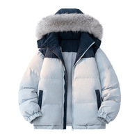 Parka coupe ample pour homme, coupe-vent, style workwear, avec col en fourrure, en coton