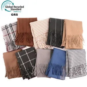 Fashion Plaid Warm Pashmina Artificial Wool Neck Scarves Soft Classic Cashmere Feel Winter Shawl Scarf for Men Woman
