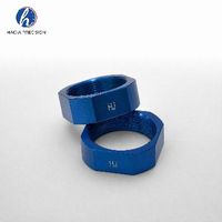 Tour CNC de précision pour écrous hexagonaux en aluminium anodisé bleu, filetage interne, tolérance 0,01 mm, 3/4/5 axes, électroérosion à fil, applications robotique et aérospatiale, complet