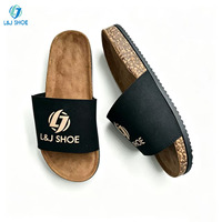 Sandales à bout ouvert pour hommes L&J OEM ODM, logo personnalisé imprimé, semelle intermédiaire en liège, tongs d'été pour la plage, commande en gros