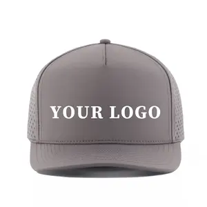 Custom Men 5 Panel Custom Logo Performance Sport Dad Hat Waterproof Laser Cut Hole Perforated Baseball Cap