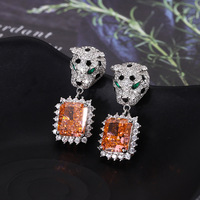 Bijoux fins luxe léopard Design boucles d'oreilles à la mode plein diamant perceuse à haute teneur en carbone pour les mariages fêtes cadeaux Zircon