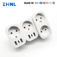Europe 3 phases 110v-240v métal laiton cuivre chargeur de voyage chargeur mural prise d'extension universelle multiprise