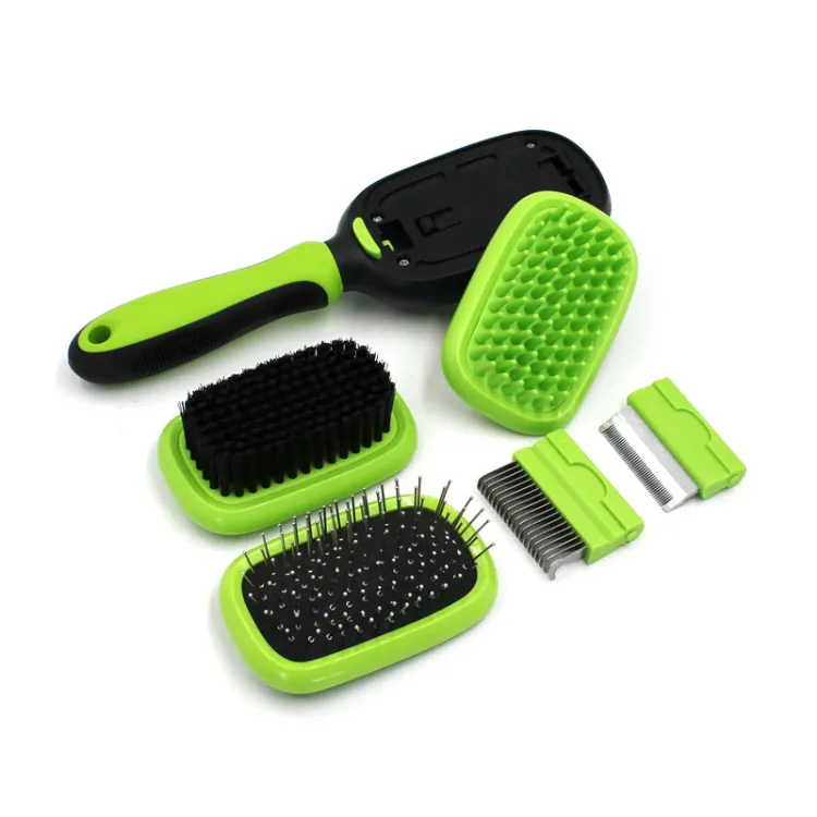 Para cabello de herramienta de doble cara masaje Deshedding Dematting Pin y cepillo de cerdas de Peine conjunto para todas las razas de perros, gatos,