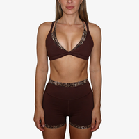 Ensemble de sport élégant pour femme, soutien-gorge de sport double couche à décolleté plongeant, imprimé léopard, ensemble de yoga et de fitness 2 pièces, décontracté, séchage rapide, respirant, grande taille