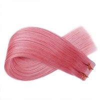 Extensions de cheveux brésiliens vierges doublement étirés, qualité supérieure, naturels Remy, 50g/paquet, pointes pleines, double trame machine, rose