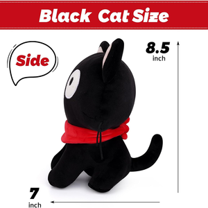 Vente en gros d'usine Jouet en peluche chat noir kawaii avec écharpe rouge 8 pouces Grands yeux Chat en peluche doux pour garçons et filles - Product Image 2