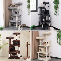 Grand griffoir de divertissement pour maisons en bois pour chat 168 cm taille L tour à chat plate-forme arbre à chat