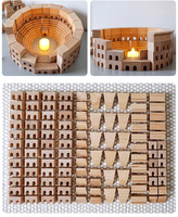 Bloques de Construcción de Madera con Cristales - Piezas Grandes, Juguete Educativo para Niños de 2 a 6 Años, Diseño de Castillo de Ensueño y Romano, Ensamblado a Mano, Unisex