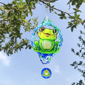 Molinillos de Viento Metálicos de 12 Pulgadas, Decoración de Jardín, Molinillo de Viento con Ilusión Holográfica 3D, Molinillo de Viento con Diseño de Ranas - Product Image 6