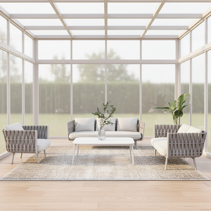 Set Divano da Esterno in Lega di Alluminio Design Nordico Impermeabile e Resistente al Sole Mobile per Patio Cortile Villa Giardino e Terrazza - Product Image 3