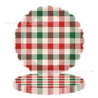 Vaisselle de fête jetable en papier de style classique à thème écossais rouge et vert de Noël, 25 pièces, comprenant assiettes et serviettes