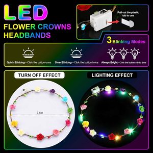 Guirnalda de Flores de Papel con 10 Luces LED, Guirnalda de Flores de Espuma Brillante, Diadema de Ratán Colorida, Guirnalda de Flores con Luces LED - Product Image 3