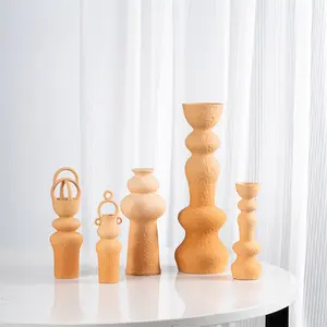 Wholesale unique design matte ceramic vase and candle stick holder home decoration items other home decor